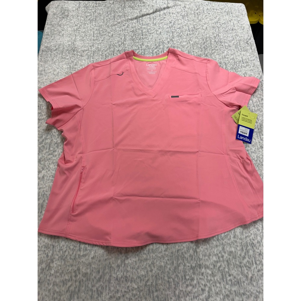 Landau Forward Women‎ Scrub Top 3XL Rose Quartz Pink V-Neck Stretch LT101 NWT
